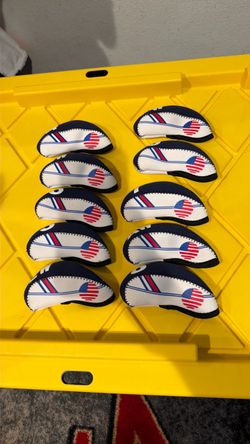 Golf Iron Head Covers USA Flag Set of 10