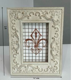 Shabby Cream Decorative Wood Framed Fleur-de-Lis Art