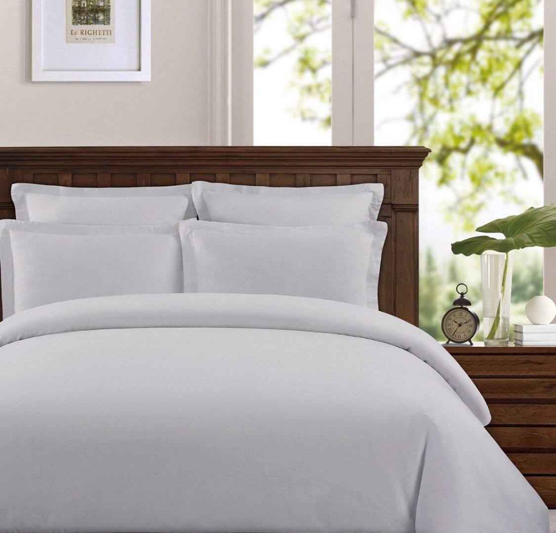 Brand New Echelon Home Washed Belgian Linen Duvet Cover Set, Full/Queen, Silver,All Products : American Fashion Style Bags On Sale