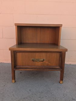 Mid-Century Modern Walnut Nightstand with Drawer