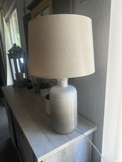 grey and white lamp