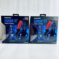 Lot Of 2 New SoundLogic XT Sonar-XT LED Gaming Headphones With Microphone