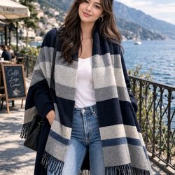 ✨ Uniqlo Chic Oversized Striped Scarf Shawl