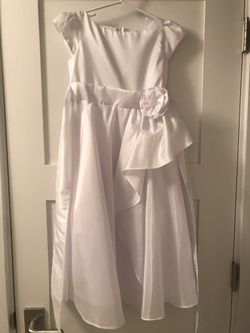 White First Communion Flower Girl Dress, Size 7