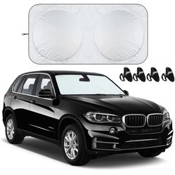 Car Windshield Sun Shade-Car Sun Shade Windshield for Most Cars Block UV Rays, Foldable Sun Shades on Front Windows, Automotive Interior Accessories f