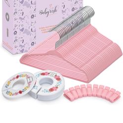 Velvet Baby Hangers with 10x Clips and 8X Dividers (30 Pack) | 11” Ultra-Slim Baby Clothes Hangers |