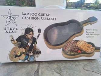 Steve Azar Bamboo Guitar Cast Iron Fajita Set