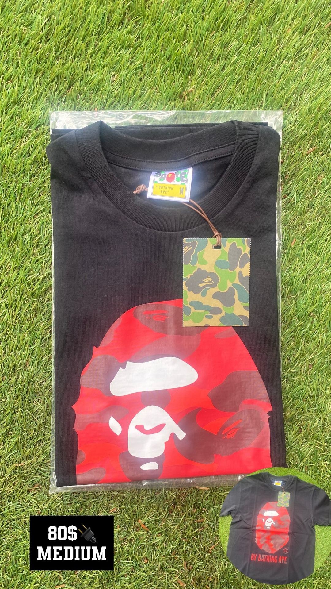 Bape shirt Black and Red camo