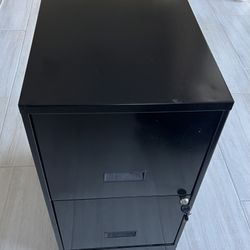 2-Drawer Metal Filing Cabinet With Keys & File Folders