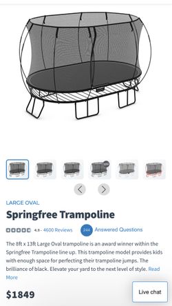 Large Oval 8’ x 13” Springfree Trampoline “like new”