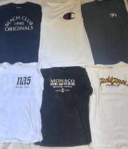 Men’s Graphic Streetwear Tee Bundle Sz L | Champion RVCA Nas Tour Y2K Casual