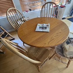 Solid Maple Kitchen Table + 4 Chairs
