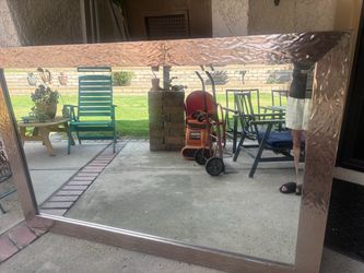 Large Wall Mirror with Rose Gold Frame