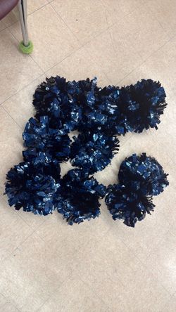 4” metallic blue poms
