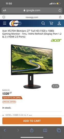 Acer XF270H G-Sync 144hz 1ms 27” gaming monitor