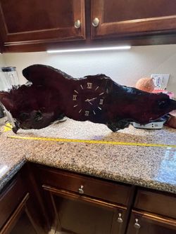 Vintage handmade California redwood burl clock