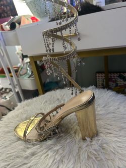 Sparkly diamond gold and silver fancy heels