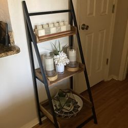 3 Shelf Wood And Wroth Iron Ladder