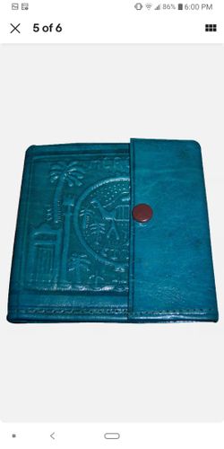 Moroccan Wallet Coin Genuine Leather Bi-fold Handmade Pocket Unisex Small blue.