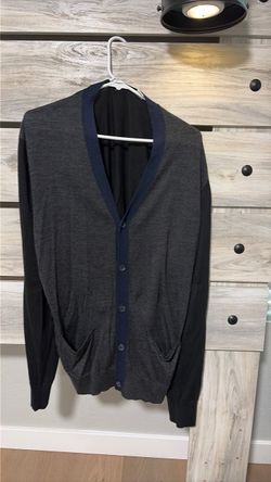 Men's Grey Knit Cardigan Sweater