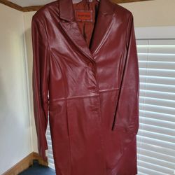 Juliano Celini Red Leather Coat W/Belt
