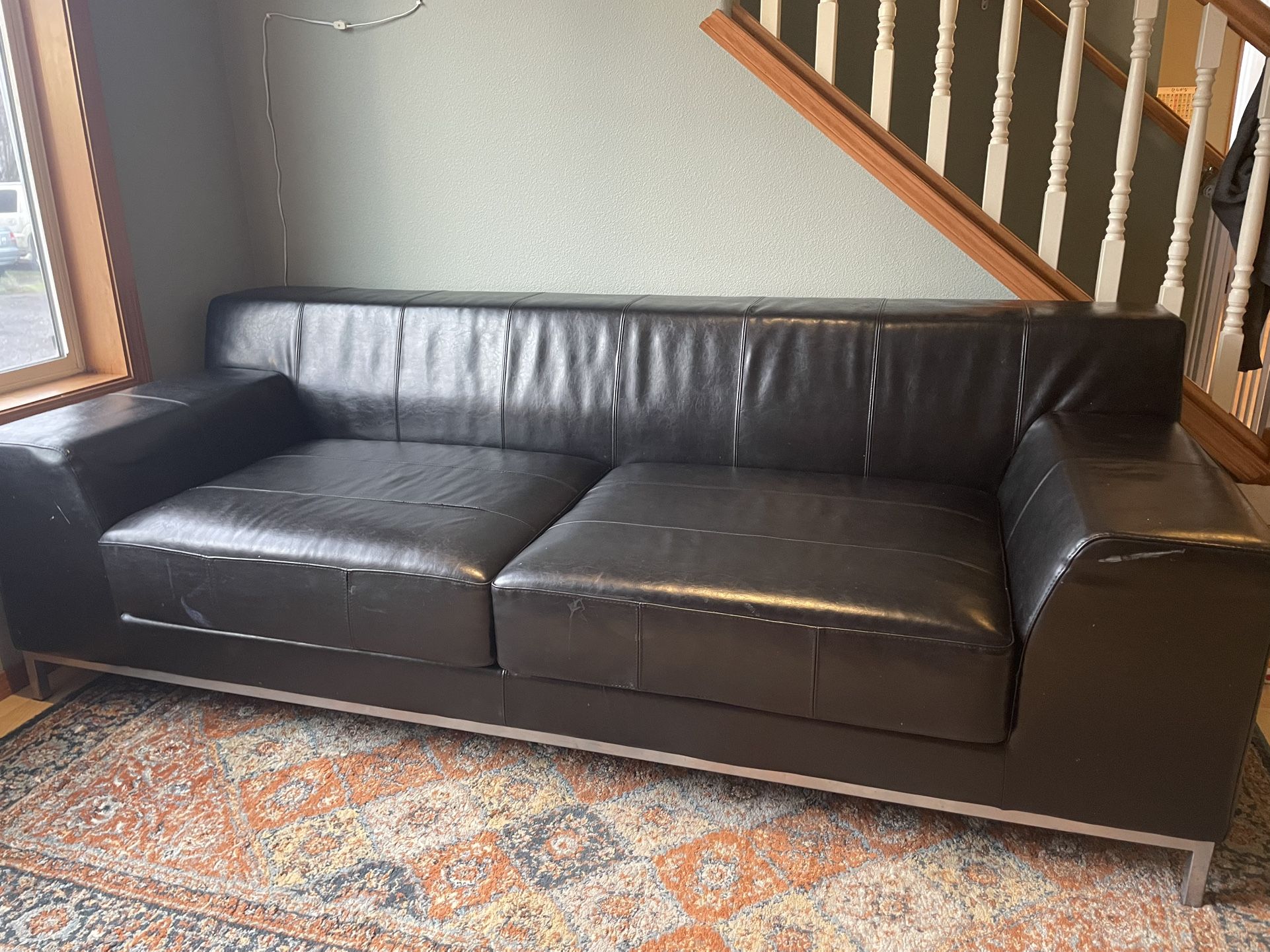 Black Leather Ikea Couch 