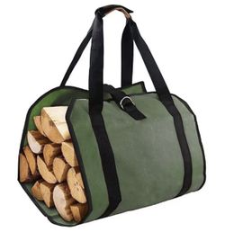 Heavy-Duty Waxed Canvas Firewood Carrier Bag