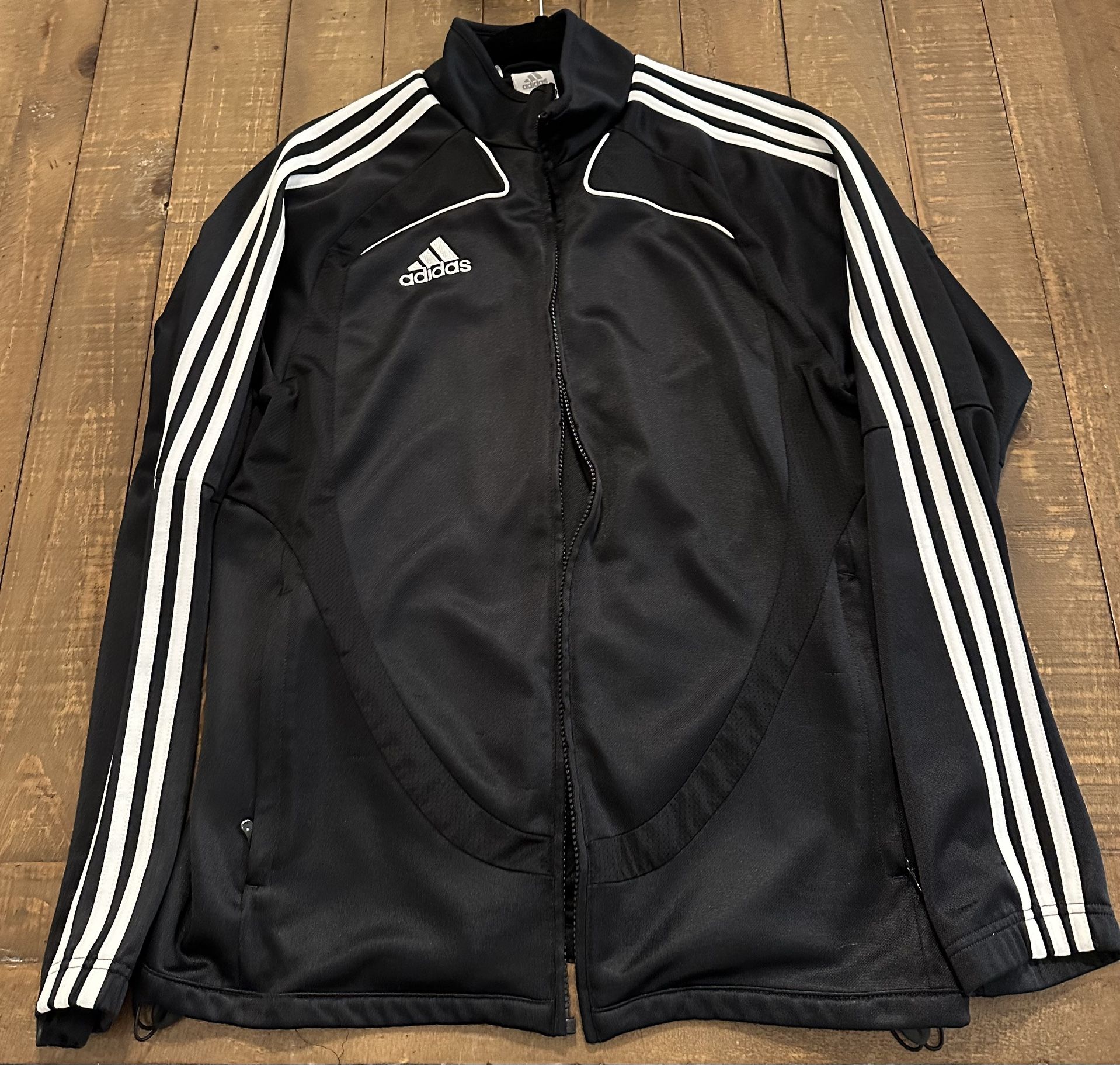 Adidas Clima365 Jacket Black With 3 White Stripes Full Zip Mens Size Small
