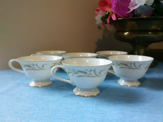Vintage Golden Wheat Fine China 6 Teacups