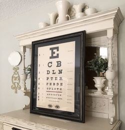 Vintage Eye Chart Picture•Professionally Matted •Solid Wood Frame•