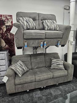 New finance delivery service available Ashley Olten gray color sofa loveseat living room 2pc special