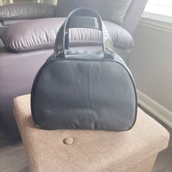 Black Cosmetic Travel Bag With Clear Removable Compartment Bags Heavy Duty Velcro Zip Up With Carry Straps