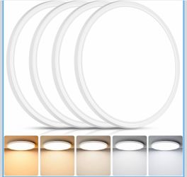 4Pack LED Flush Mount Ceiling Light Fixture, 12 Inch 24W, Super Slim 0.67 Inch, 3200LM, Dimmable & 2700K-6500K 5 Color Selectable LED Ceiling Lights F