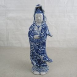 Fitz & Floyd Vtg Porcelain Asian Woman Scholar Figure With Scroll 12"



