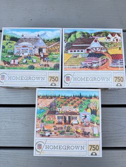 MasterPieces Homegrown 750 Piece Jigsaw Puzzles – Lot of 3