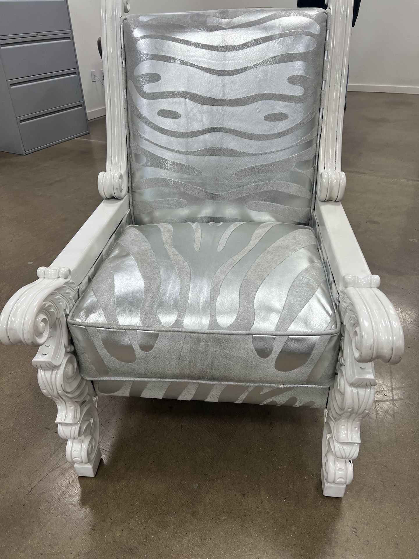 Zebra Hide Oversized Throne Chair