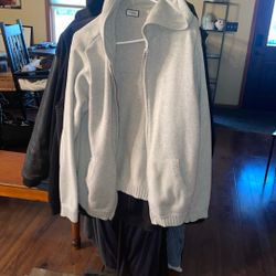 Gray IZOD HOODIE  Full Zip Hooded Knit Sweater