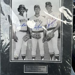 Jim rice, Fred Lynn, Dwight Evans Autographed Portrait 