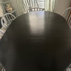 Six Piece Black And Gray Wood Dining Table Set