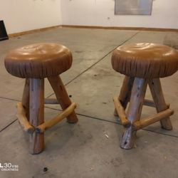 Wooden And Leather Bar Stools Custom Made That Swivel 