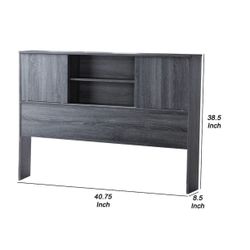 ID Furniture Twin Bookcase Headboard with 2 Sliding Doors - Distressed Gray