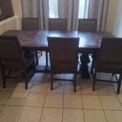 Big Wood Dining Table With 6 Chairs
