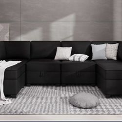 New Black Sectional  With Storage 