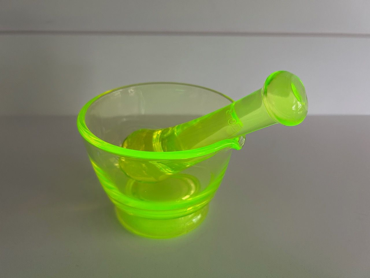 Mortar and Pestle Vaseline Glass Rare 8oz