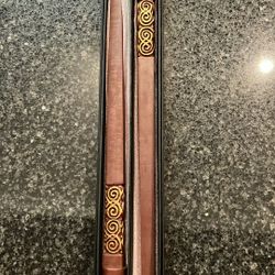 Two Brown With Gold Design Taper Palm Wax Candles 