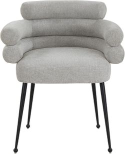 Dining Chair Curved Back Dining Chairs with Black Tapered Metal Legs Grey Accent Chair