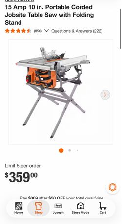 —-BRAND NEW—-Ridgid 15 Amp 10 in. Portable Table Saw with Stand