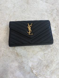 Saint Laurent YSL Black Caviar Envelope Wallet