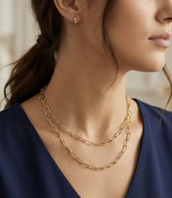 Two 14ky Paper Clips Gold Chain