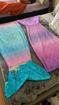 Two wearable girls mermaid blankets